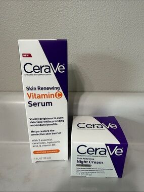 CeraVe Vitamin C Serum & Night Cream Duo — White & Purple
